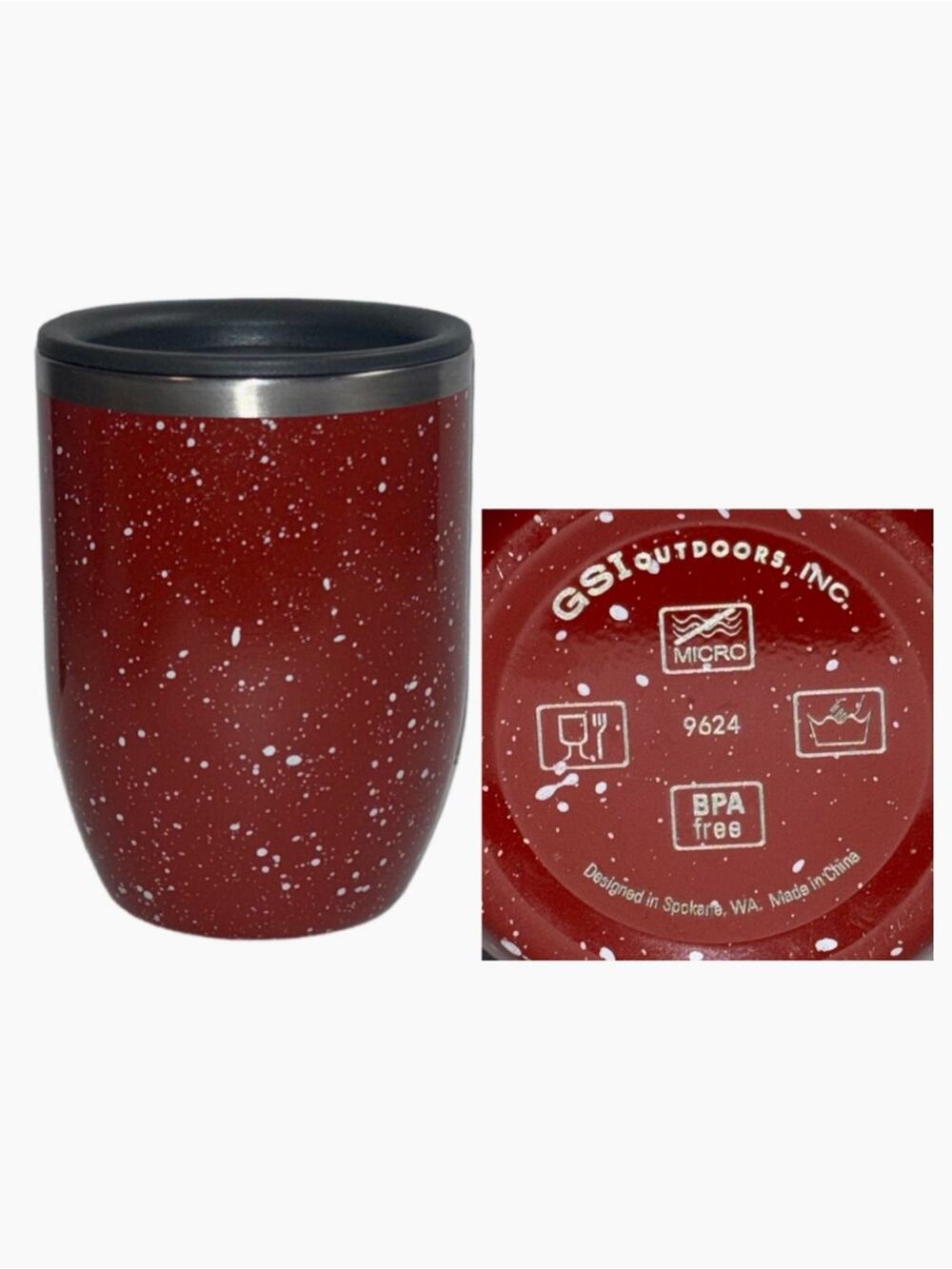 GSI Outdoors Glacier Insulated Doppio Mug Coffee,Espresso,liquor Red Speckled